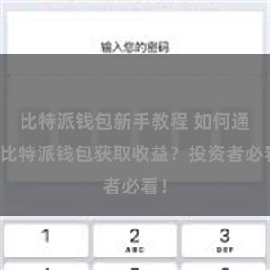比特派钱包新手教程 如何通过比特派钱包获取收益？投资者必看！